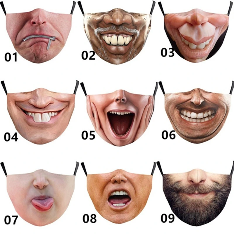 Halloween-Mundmasken für Erwachsene, lustig bedruckt, Baumwollmischung, Gesichtsausdrücke, waschbare Mascaras, Gesichtsschutz, Masque-Gesichtsmasken Image