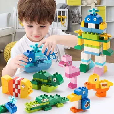 Große Bausteine aus Kunststoff, Montagezubehör, Bausteine, Konstruktionsspielzeug für Kinder Image