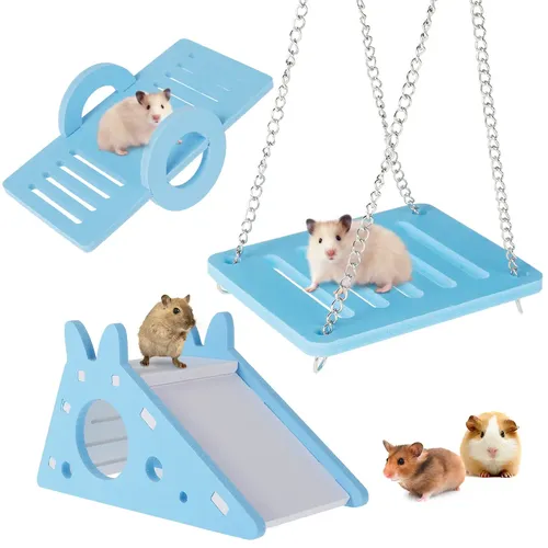 3 Stück Hamster spielen Spielzeug niedlichen Papagei Hamster kleine Schaukel hängendes Bett Hamster