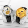 SKROX High-end Luxus Gold Diamant Tiger herren Uhr Elegante Mondphase Tourbillon Automatische Bewegung Mechanische Männliche Uhrwerk