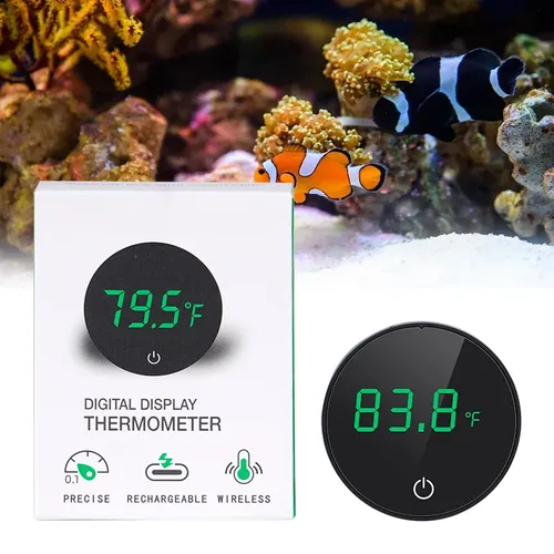 Aquarium Thermometer LCD digitales externes Thermometer Laden Typ C Aquarium Mini Thermometer