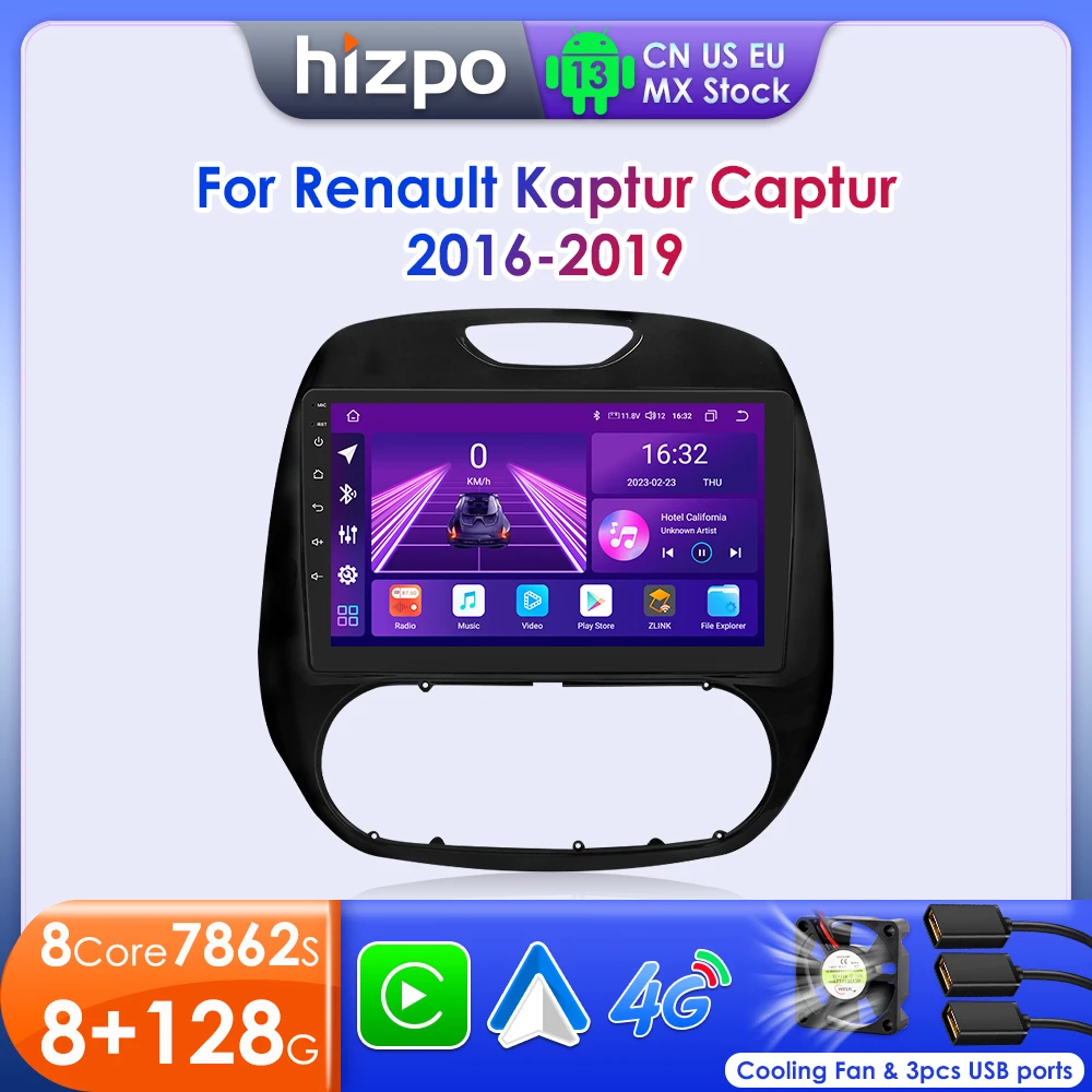 Hizpo 7862 Autoradio Für Renault Kaptur Captur 2016-2019 Drahtlose Carplay Intelligente System Multimedia Android Auto 4G 2Din Image