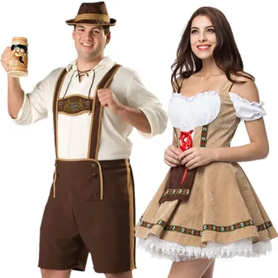 Männliche Frau Oktoberfest Kostüm Traditionelles Paar Deutsches Bayerisches Bier Festival Outfit Image
