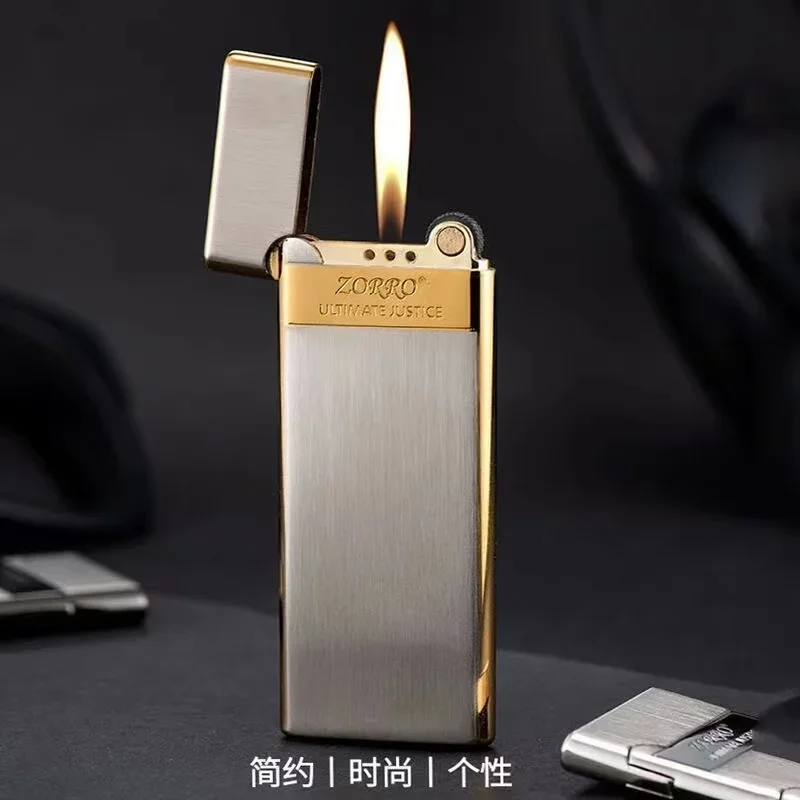 Zorro 636 Metall ultra dünne Butan gas aufblasbare Schleif scheibe Feuerzeug Weihnachts geschenk Rauch zubehör Herren kleine Werkzeuge Geschenk Image