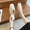 Frauen Panto letten 2024 Sommer elegante quadratische geschlossene Zehen flache Hausschuhe Damenschuhe lässig Leder schwarz weiß Folien plus Größe 35-43