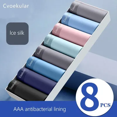 Cvoekular4/8pcs Man Boxer Underwaer Ice Silk Sous Vetement Homme Lingerie Underpants Bokserki Meskie Image