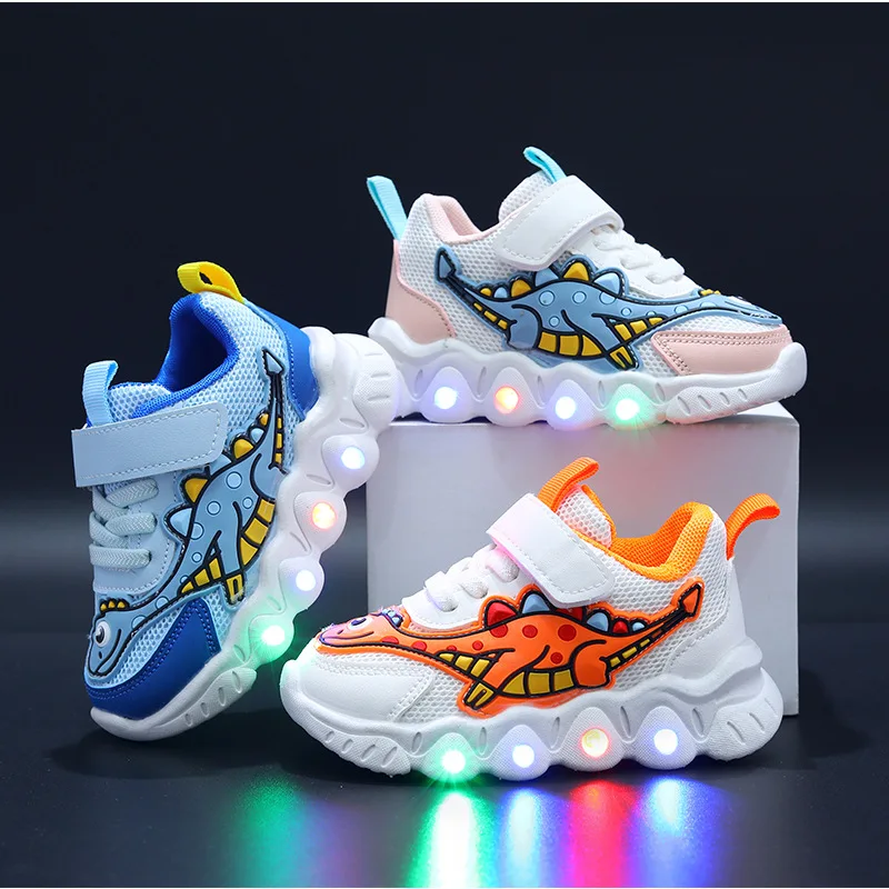 LED Kinder Trainer Cartoon Junge Casual Sneaker für Junge Kind Schuh für Mädchen Mesh Atmungsaktive Schuh Baby Beleuchtete Schuh Tennis Schuh