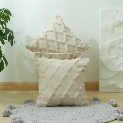 Beige Plüsch Kissen bezug moderne nordische Stil Wohnzimmer Kissen bezug für Sofa weich warm Kissen Image