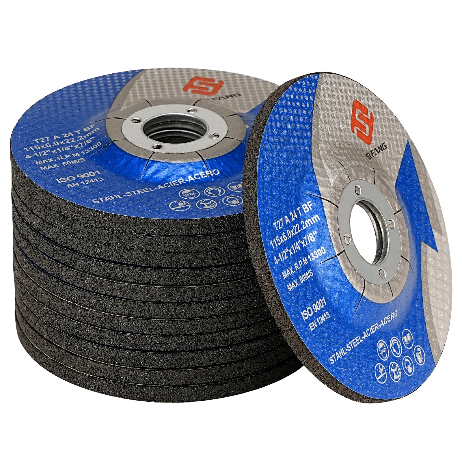 SIFANG 115 x 6 mm Metall-Winkelschleifer, Edelstahl-Schneidrad, Faserschleifblatt, verstärkte Harz-Schleifscheibe Image