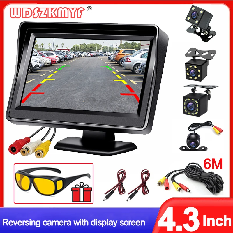 4,3 Zoll Rückfahr kamera Monitor Bildschirm Rückfahr kamera Parkplatz Parks ystem Kamera für fahrzeug freie Blends chutz brille Image