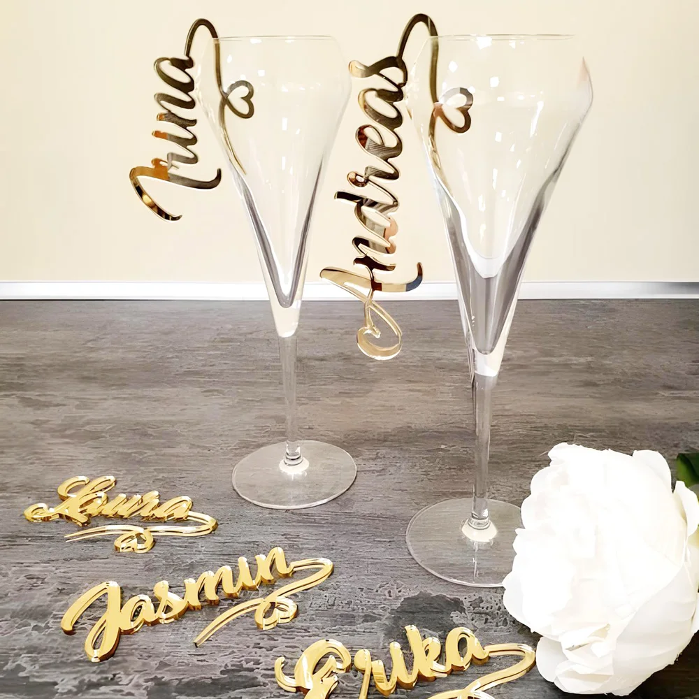 10 stücke Acryl Name Tisch karte Charms für Hochzeit, Glas Charms für Name Ort, benutzer definierte Name Tisch karte, Andenken Hochzeits gast Image