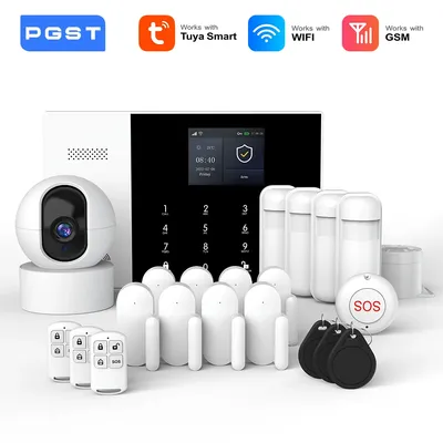 PGST Residential Tuya Smart Gsm Wifi Alarm System für Home Wireless Security Alarm House Smart Life App Control funktioniert mit ALexa
