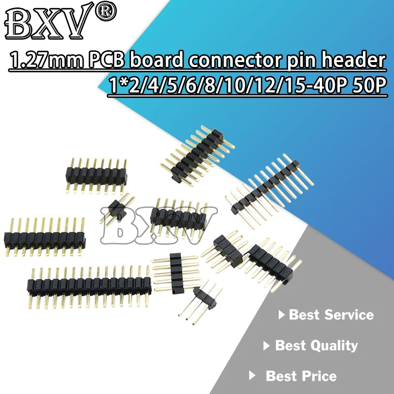 1,27 mm 1,27 Pin Header einreihige männliche abtrünnige Leiterplatte neuer Stecker Pinheader 1*2/4/5/6/8/10/12/15-40P 50P Image
