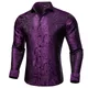 Luxus Seide Polyester Freizeit hemden für Männer Langarm Bluse Abschluss ball Smoking formale lila