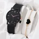 2 Stück Set schwarz Luxus Strass Uhren Frauen Kristall Quarz Armband Uhren Armbanduhr Damen Kleid