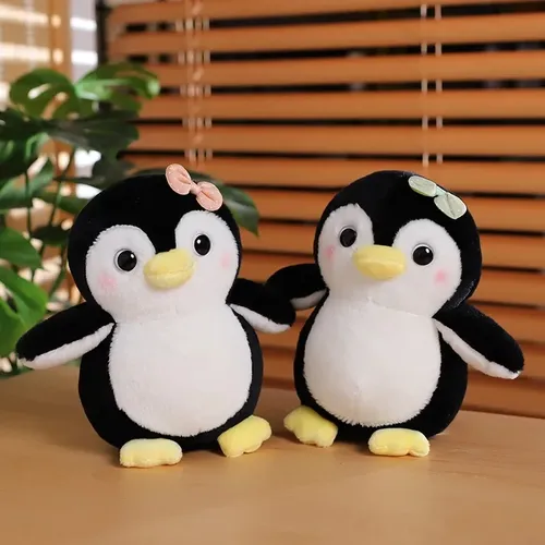 20-25cm niedlichen Pinguin tragen einen Bogen Schal Plüschtiere Puppe Cartoon Stofftier weiches Sofa