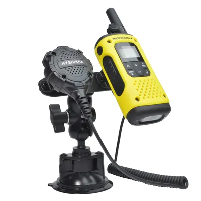 2-in-1 Walkie Talkie Autohalterung und Lautsprecher-Mikrofon-Clip-Halter, tragbares Zwei-Wege-Radio, Auto-Saugnapfhalterung, tragbare verstellbare Halterung