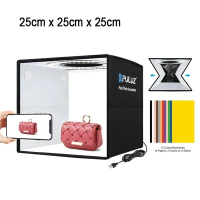 PULUZ 25 cm faltbare tragbare High 97 CRI Ring LED Licht Foto Beleuchtung Studio Schießen Zelt Box mit 12 Farben Hintergründe