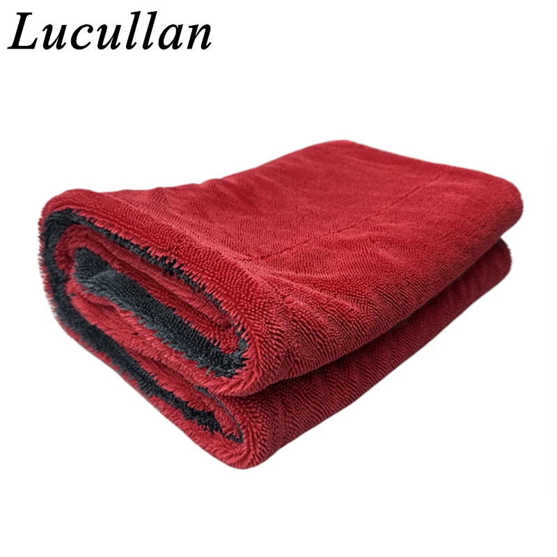 Lucullan 60x90cm rot/grau Double-Twist Flor Auto Mikro faser Trocken tuch 1300gsm super saugfähiges Premium Detail tuch Image