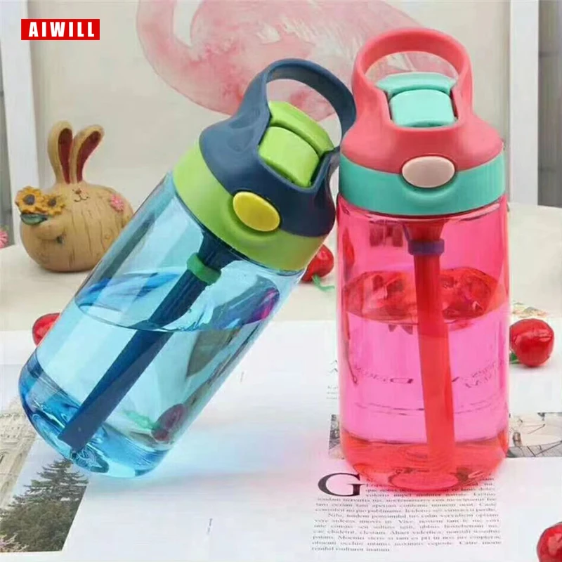 Aiwill 450ml Sport wasser flasche Kinder Wasser flasche Stroh wasser flaschen bpa frei keine Phthalat Tritan Baby Zitronen flasche Image