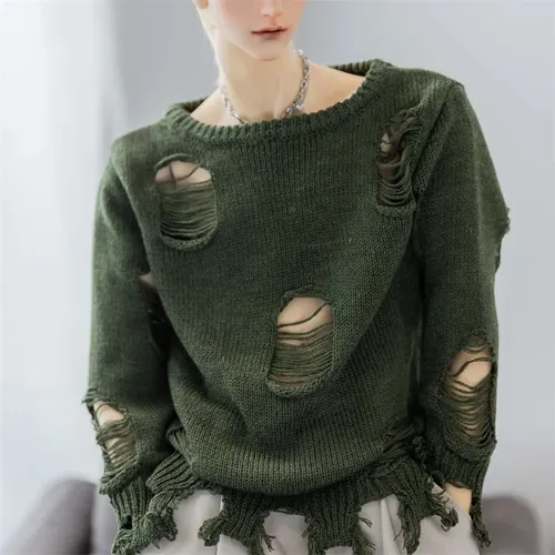 Bjd Puppen kleider für id75 Puppen grün schwarz beige Pullover Puppen Bekleidungs zubehör