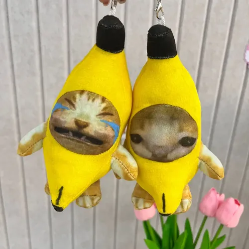 16cm weinende Bananen katze Plüschtiere niedliche Bananen katze Puppen anhänger mit Ton Spielzeug