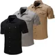 2023 neue Mode Herren Kurzarm Militär hemd Tops Sommer Polyester einfarbig lässig Cargo Work Shirts