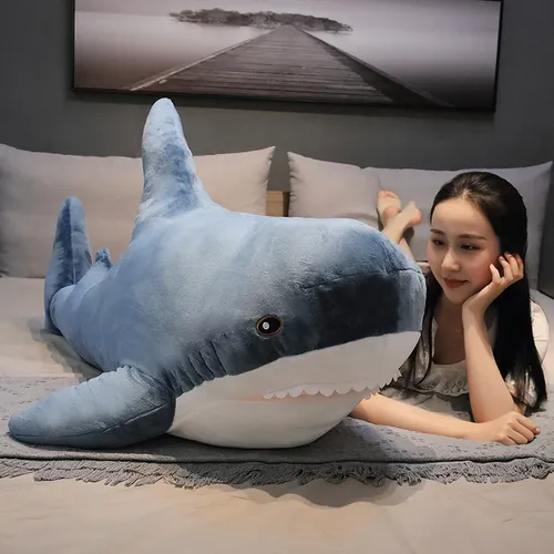 Riesen blauen Hai Plüsch tier gefüllt weichen Cartoon Meeres tier Puppe Baby Umarmung Kissen Sofa
