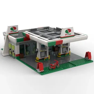 NEUE Stadtverkehr Street View MOC Octan Tankstelle Bausteine 60132 Service Station DIY Kreative Image