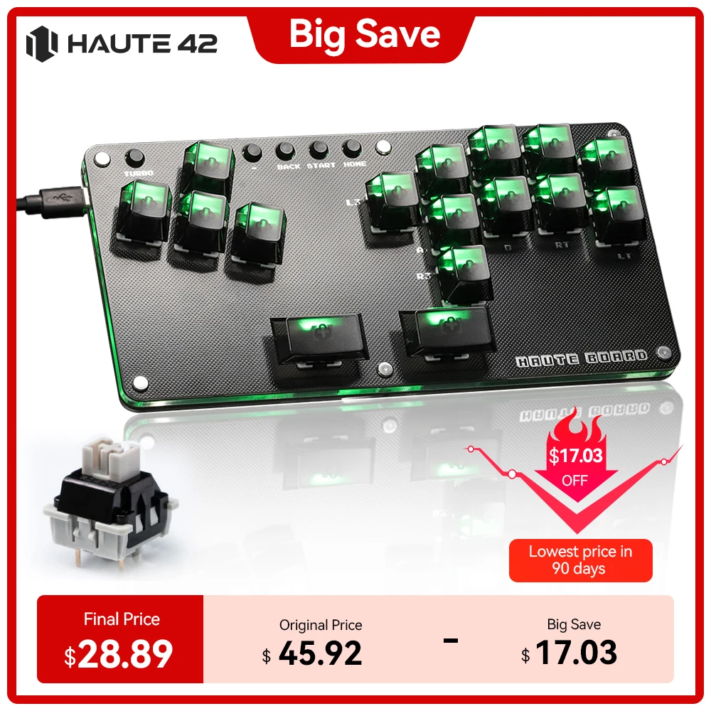 Haute42 Fightstick Hitbox Hebellose Controller Mini Stickless Arcade Stick Für PC/Ps3/Ps4/Switch Arcade Hitbox Controller Image