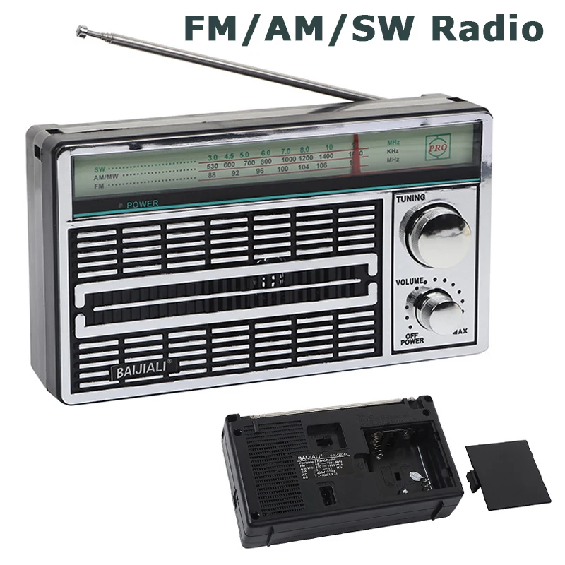 Tragbarer Vollband-Radio-Retro-FM/AM/SW-Radioempfänger mit dynamischem 52-mm-Lautsprecher, DSP-IC-Chip, USB-Lade- und Batterie-Stromversorgung Image