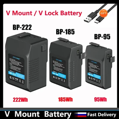 14.8V V-Mount Lautsprecher V-Lock Lithium-Batterie BP95W BP185W BP222W Typ-C USB Micro Schnellladung für LED Videolicht Kameras Smartphones Camcorder Broadcast