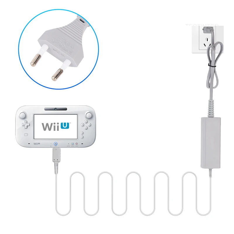 EU Stecker AC Adapter Ladegerät für Wii U Konsole Netzteil Kabel Kompatibel mit Nintendo Wii U Fernbedienung Wand Ladegerät Image