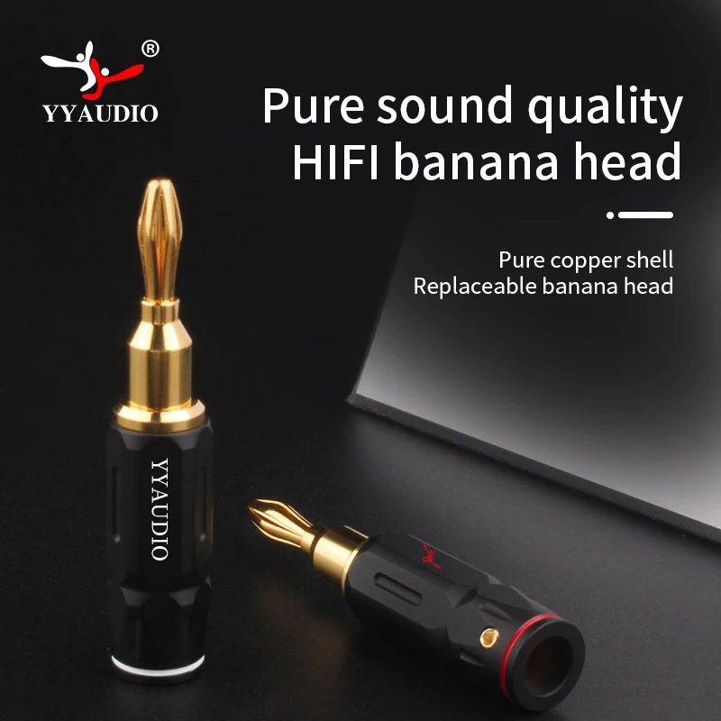YYAUDIO 8 Stück Bananenstecker, 24 Karat vergoldet, Bananenstecker für Lautsprecherkabel, Draht, Bananenstecker, Adapter, Lautsprecherstecker-Adapter Image