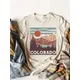 Colorado Mountain Sun & Forest Print T-Shirt lässiges Kurzarm-Top mit Rundhals ausschnitt Damen