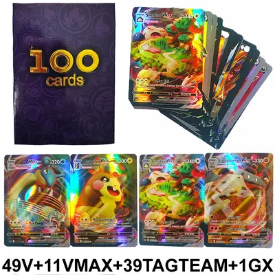 100PCS Pokemon v Karten original GX EX MEGA VMAX Karte pokimon karten Spiele Booster Box Englisch Trading Sammlung Schlacht karte Spielzeug Image