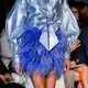 Damen Luxus Pelzrock mit Federn Outfits hohe Taille Bodycon Röcke Party kleidung Straußen feder