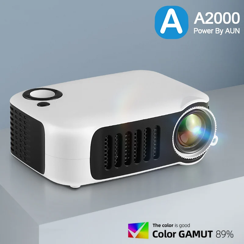 AUN A2000 Tragbarer Projektor, LED-Heimkino-Projektor, Mini-Kino, Smart-TV, Beamer, unterstützt 1080P, Full HD, Filmwiedergabe Image