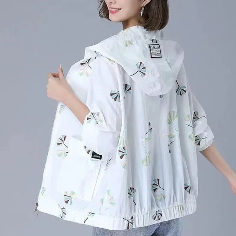2024 neue Frauen jacke Frühling Sommer dünner Mantel übergroße Frauen Reiß verschluss Kapuze Outwear lässig lose weibliche Wind jacke Image