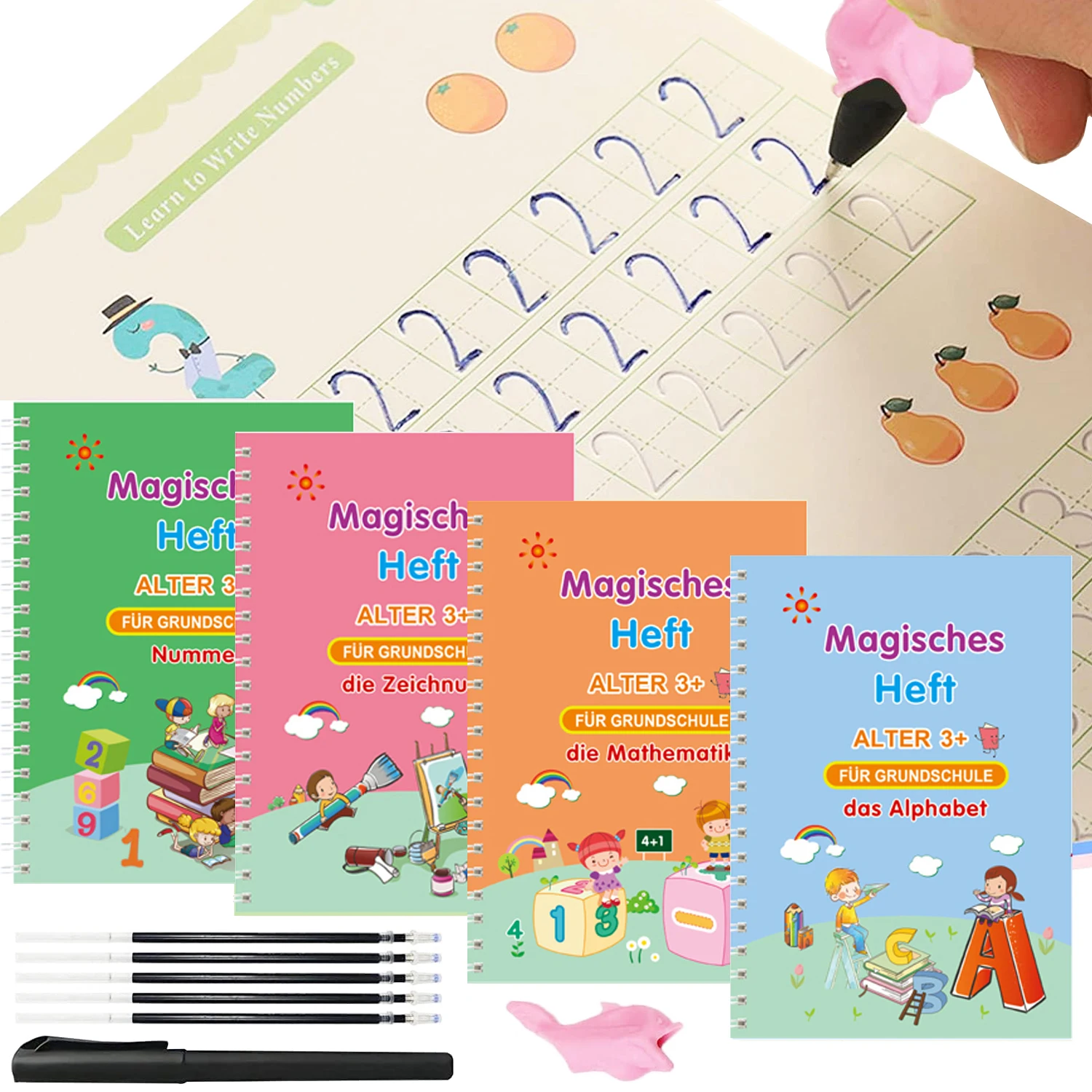 Sank magische Praxis Deutsch Copybook Stift Spanisch Kinder Kalligraphie kostenlos abwischen Englisch Französisch wieder verwendbares Schreib buch versand kostenfrei Image