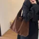 Retro Wildleder Stoff Frauen Einkaufstasche Mode Achsel Tasche große Kapazität weiches Leder