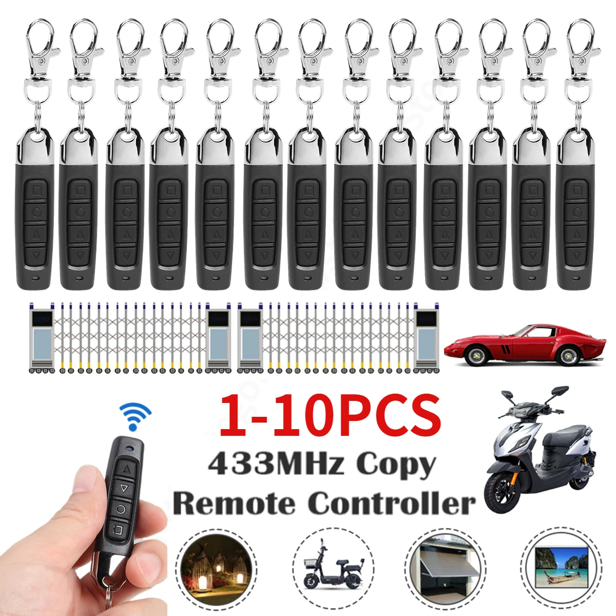 433mhz Drahtlose Fernbedienung Elektrische Garage Türöffner Fernbedienung Duplikator Klon Klonen Code 4-Taste Sender Image