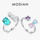 Modian 925 Sterling Silber Ringe elegante Kristall perle offene Größe cz verstellbaren Ring für