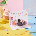 Geburtstag Pop-up-Karte lila Katze Geburtstag Gruß karte kreative Geschenk Geburtstags geschenk für