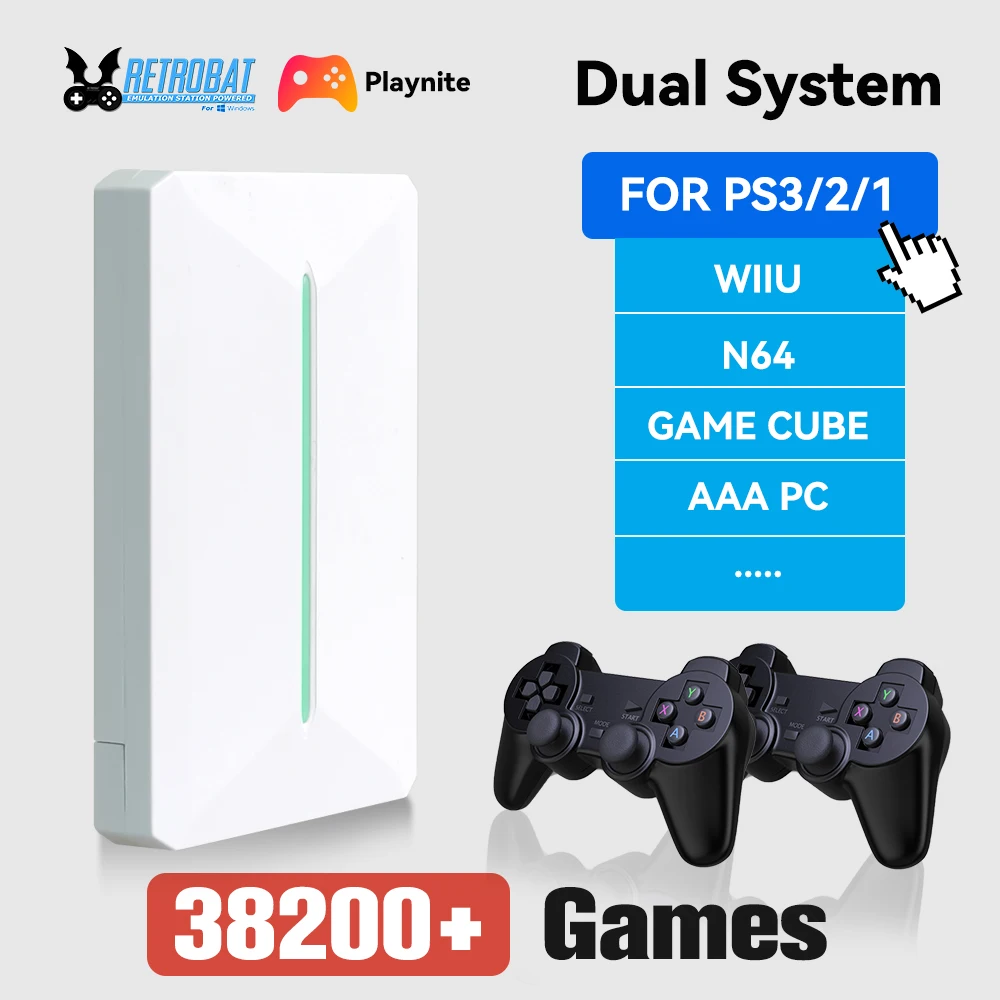 Retrobat&Playnite Retro Gaming HDD 38200+AAA PC und Retro-Spiele für PS3/PS2/Switch/DC/WII/WIIU/NES/MAME Emulator-Spielekonsole