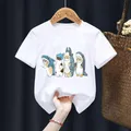 Nette Cartoon Shark Katze Druck Rot Kind T-shirts Kinder Baby Schwarz Harajuku Kawaii Kleidung Junge