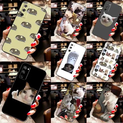 Weinende Katze Memes Handy hülle für Samsung Galaxy S23 S22 Ultra S20 S21 Fe S8 S9 S10 Note 10 Plus