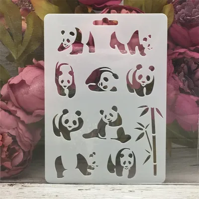 1Pcs 17.8*12 7 cm Panda Bambus DIY Schichtung Schablonen Wand Malerei Sammelalbum Färbung Präge