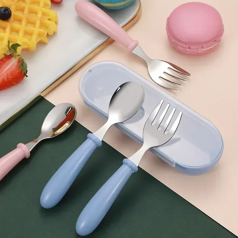 Baby Gadgets Geschirr Set Kinder Utensilien Edelstahl Kleinkind Geschirr Besteck Cartoon Säuglings nahrung Fütterung löffel Gabel