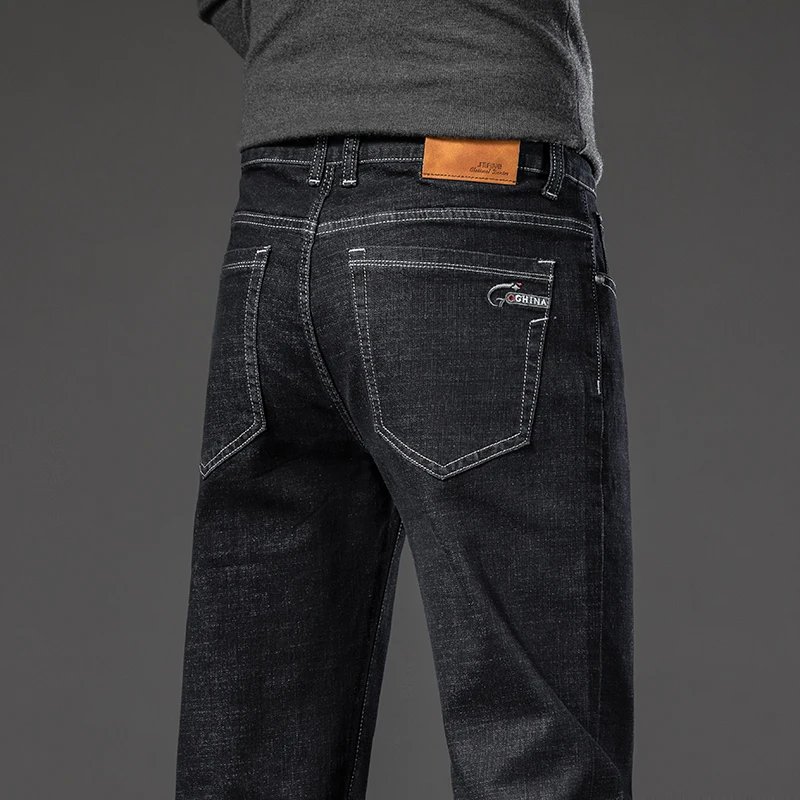 2024 Frühjahr Neue Herren Gerade Schwarze Jeans Große Größe 40 42 44 46, Klassischer Stil Business Stretch Denim Hosen Freizeithosen